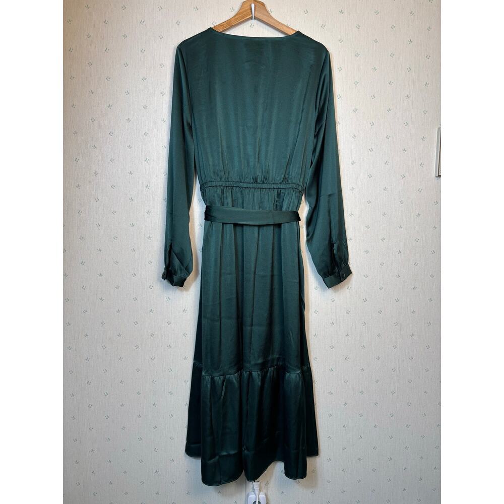 Lane Bryant Textured Satin Long Sleeve Wrap Skirt Midi Dress Size 18 Formal NWT - Picture 3 of 15